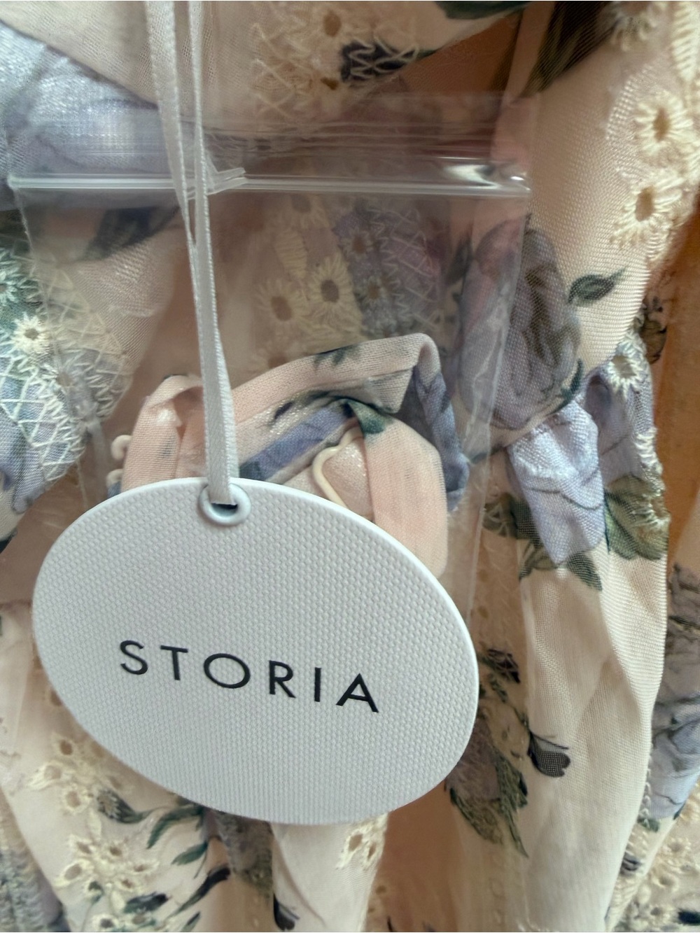 Storia Strapless Pink Floral Eyelet Midi Dress Size Large - Picture 5 of 5